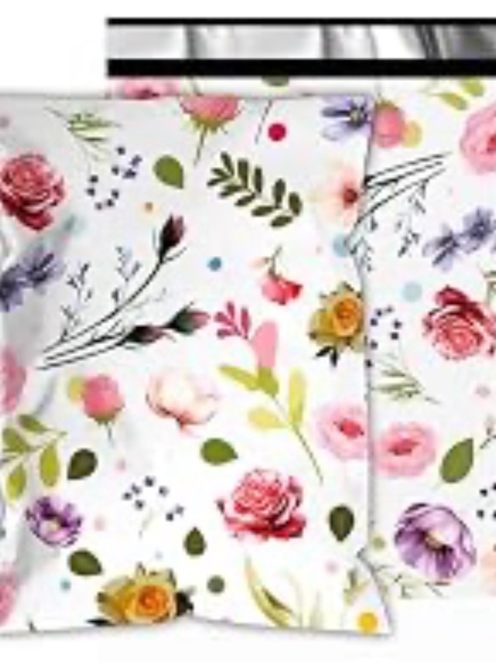 25 Floral Blossom 10x13 poly mailers - Pink & Green Floral Print